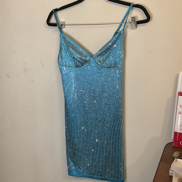 AKIRA Sparkling Aqua Mini Dress - Picture 2 of 4